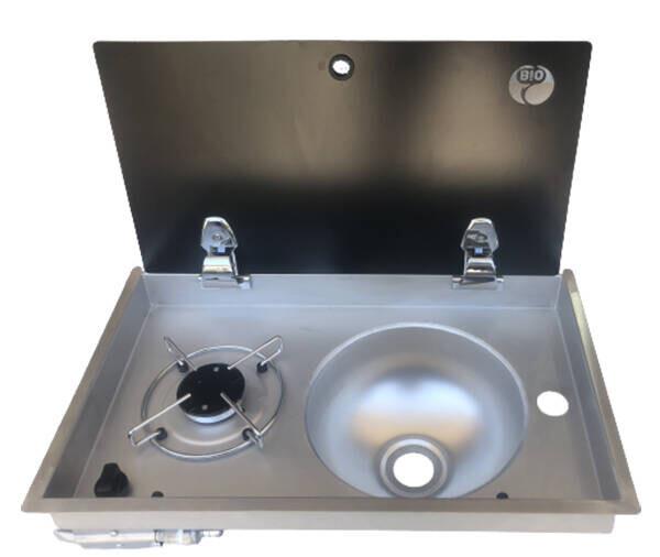 Bio Camlı Çift Gözlü Kombinasyonlu Ocak + Evye Seti