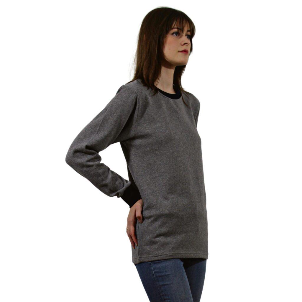 Persmont ÜBS01K Füme Üç İplik Sıfır Yaka Sweat