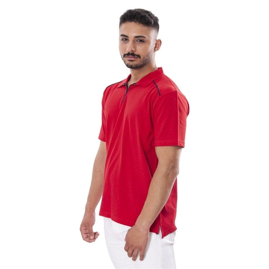 Persmont LT03Y Kırmızı Fermuarlı Biyeli Lakost Tişört