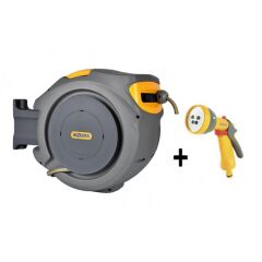 Hozelock 2401-3460H Duvara Monte 20 m Hortumlu Otomatik Geri Sarmalı Hortum Toplama Makara Seti + 2669 Tabanca Hediyeli