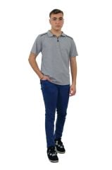 Persmont LT04Y Gri Fermuarlı Lakost Tişört Biyeli