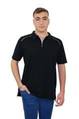 Persmont LT05Y Siyah Fermuarlı Lakost Tişört Biyeli