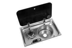 Navy Load NL24001 Cam Kapaklı Ocak ve Sağ Evye