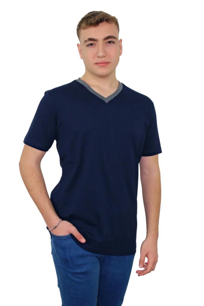 Persmont VT06Y Lacivert V Yaka Penye Tişört