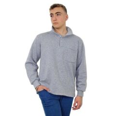 Persmont ÜPS04K Gri Üç İplik Polo Yaka Sweat