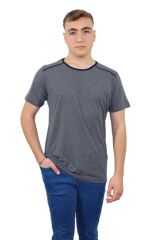 Persmont BT01Y Füme Sıfır Yaka Biyeli Tişört