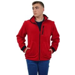 Persmont ÇPM03 Kırmızı Çıkma Kol Polar Mont