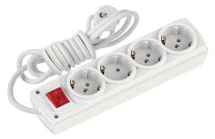 Mutlusan Olimpia Dörtlü Topraklı Anahtarlı Kablolu Grup Priz