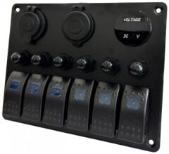 The Cape 6lı Switch Panel Şarj+Usb+Voltmetre