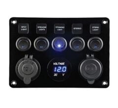 Bfy 5li Otomatik Sigorta ve Işıklı Switch Panel Şarj+Usb+Voltmetre